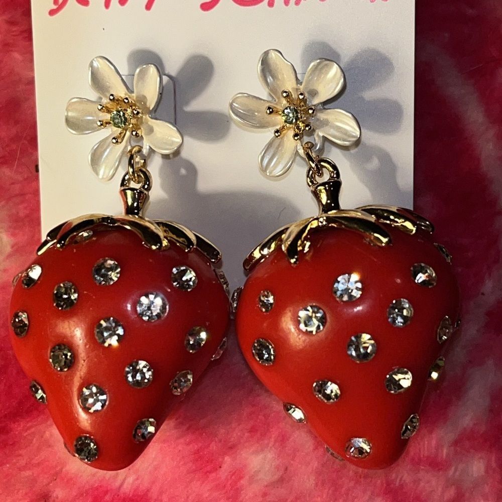 NWT Betsey Johnson strawberry earrings.